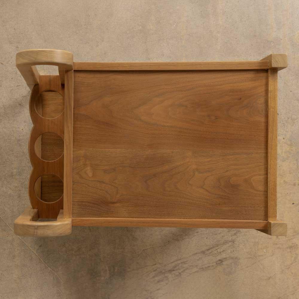 Panoplie Scalloped Walnut Bar Cart For Sale 2