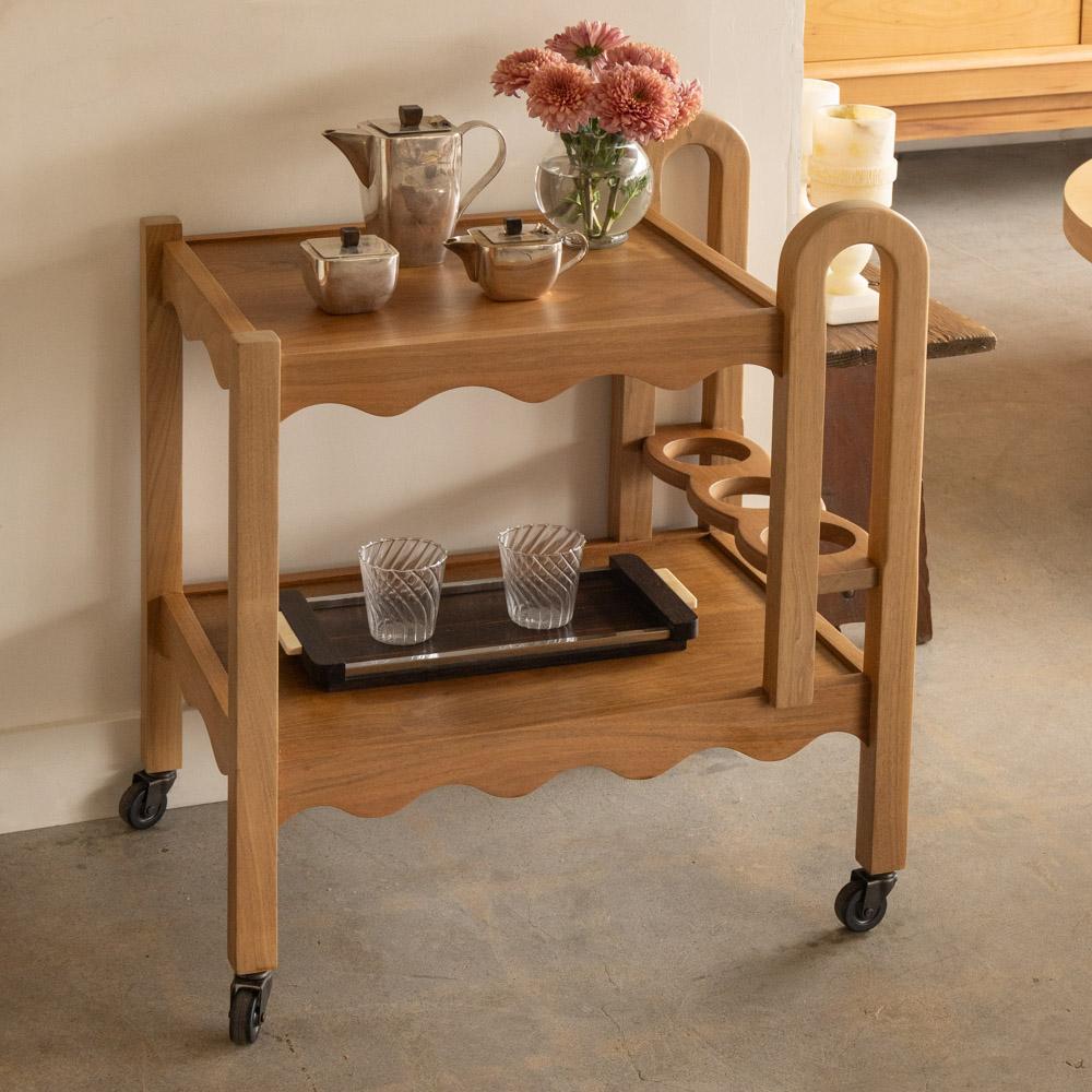 scalloped bar cart