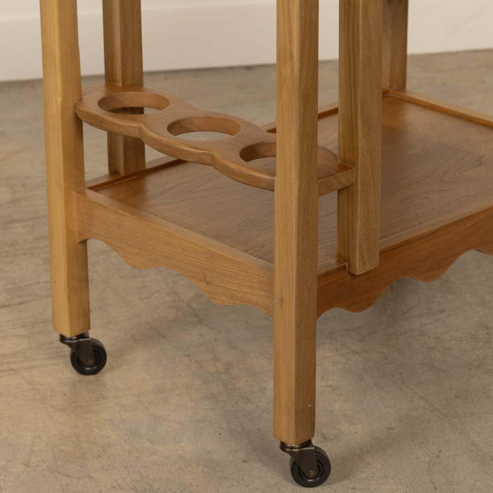 Panoplie Scalloped Walnut Bar Cart In Excellent Condition For Sale In Los Angeles, CA