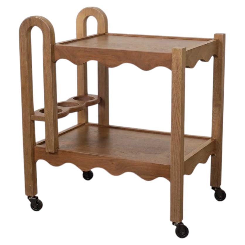 Panoplie Scalloped Walnut Bar Cart For Sale