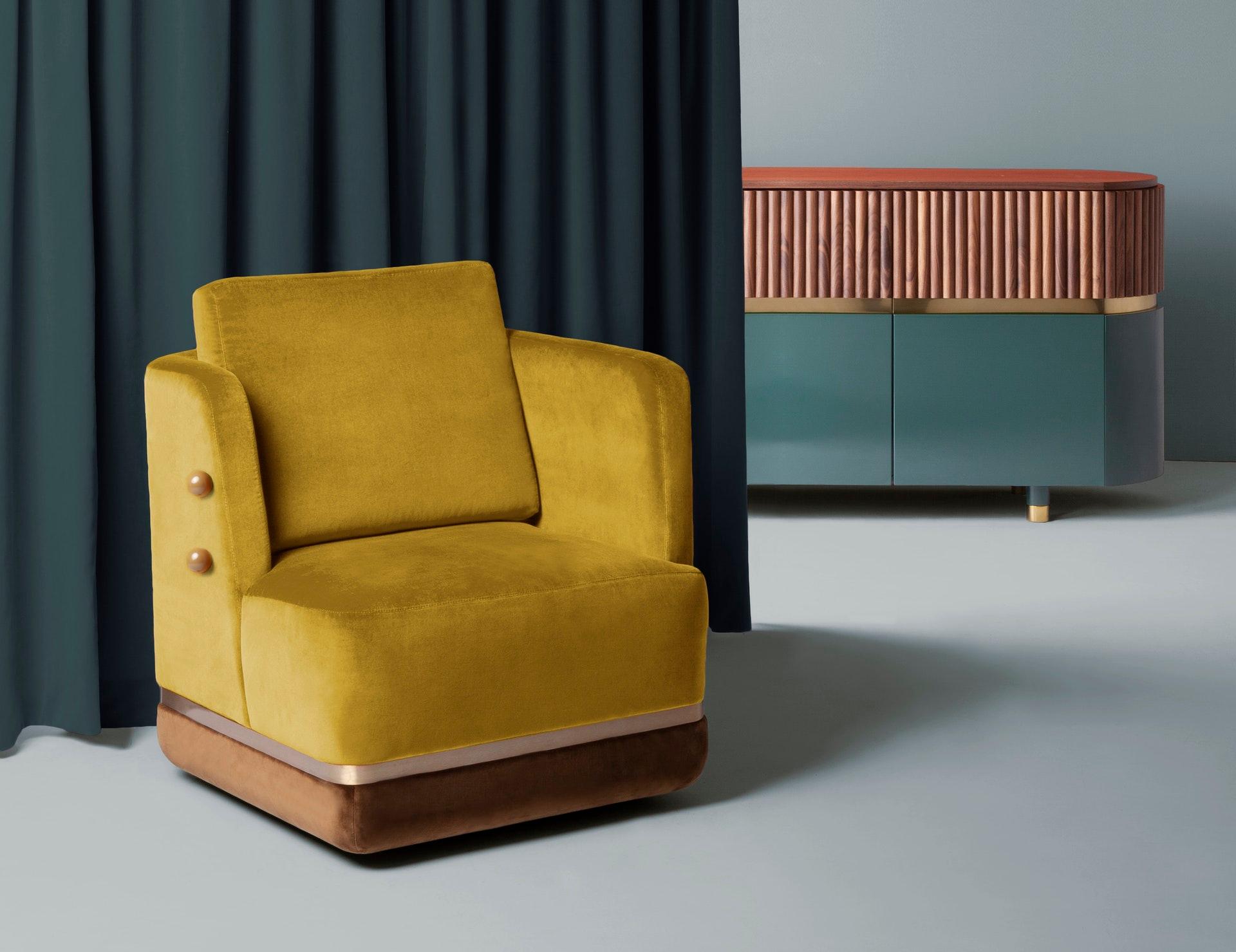 Brass Panorama Armchair by Dooq For Sale