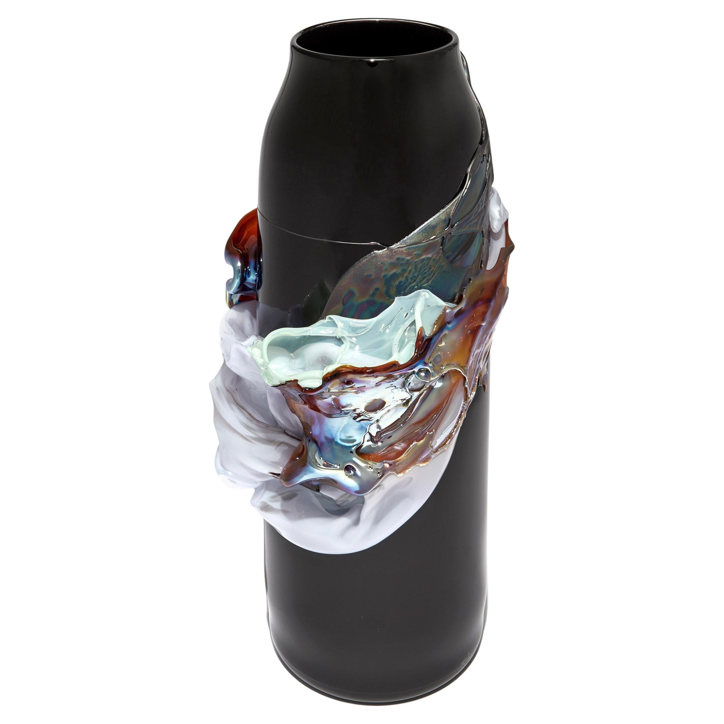 Panorama in Iridescence, a Black & Multicoloured Glass Vase by Bethany Wood