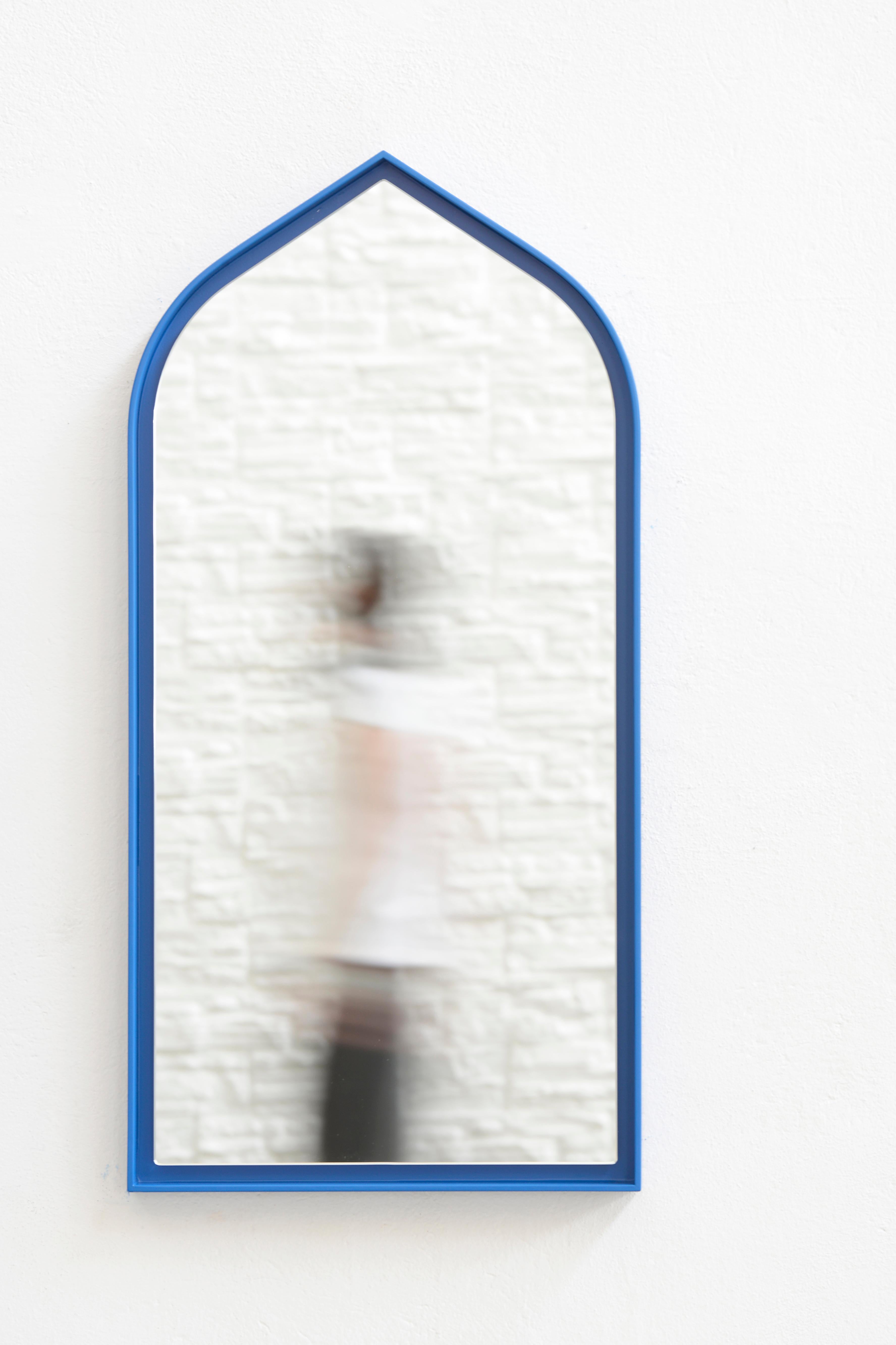 Panorami Mirror by Secondome Edizioni
Designer: ZAVEN.
Dimensions: D 5 x W 45 x H 90 cm.
Materials: Lacquered wood frame and mirror.

Collection / Production: Secondome. Available in white and blue colors. Also available in a bigger size and in