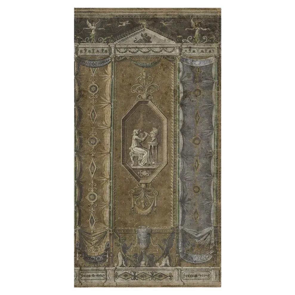 Panoramic Decorative Wall Panel in Vintage-Style Paper, No. 1