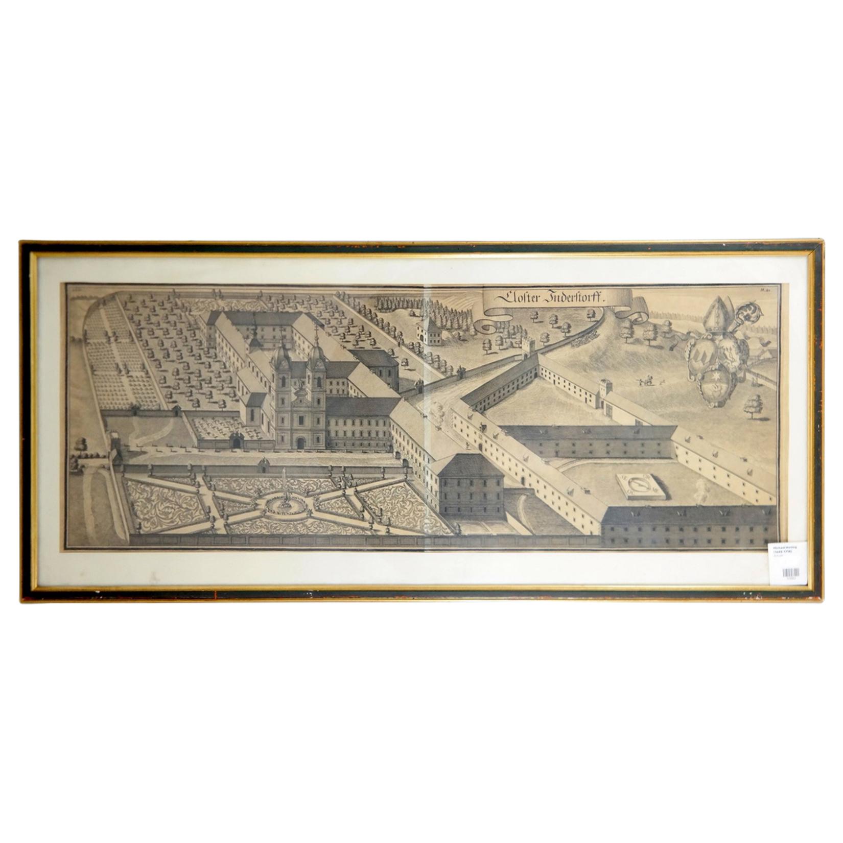 Panoramic Garden View Etching by Michael Wening For Sale