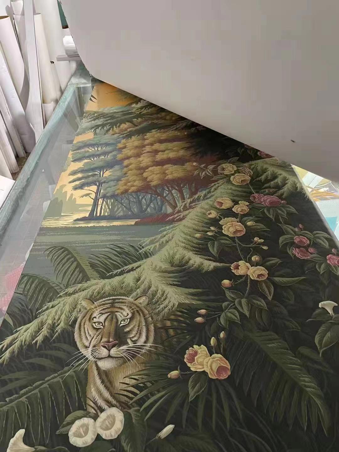 Carta da parati dipinta a mano Murales panoramico su metallo dorato, accetta dimensioni personalizzate in vendita 2