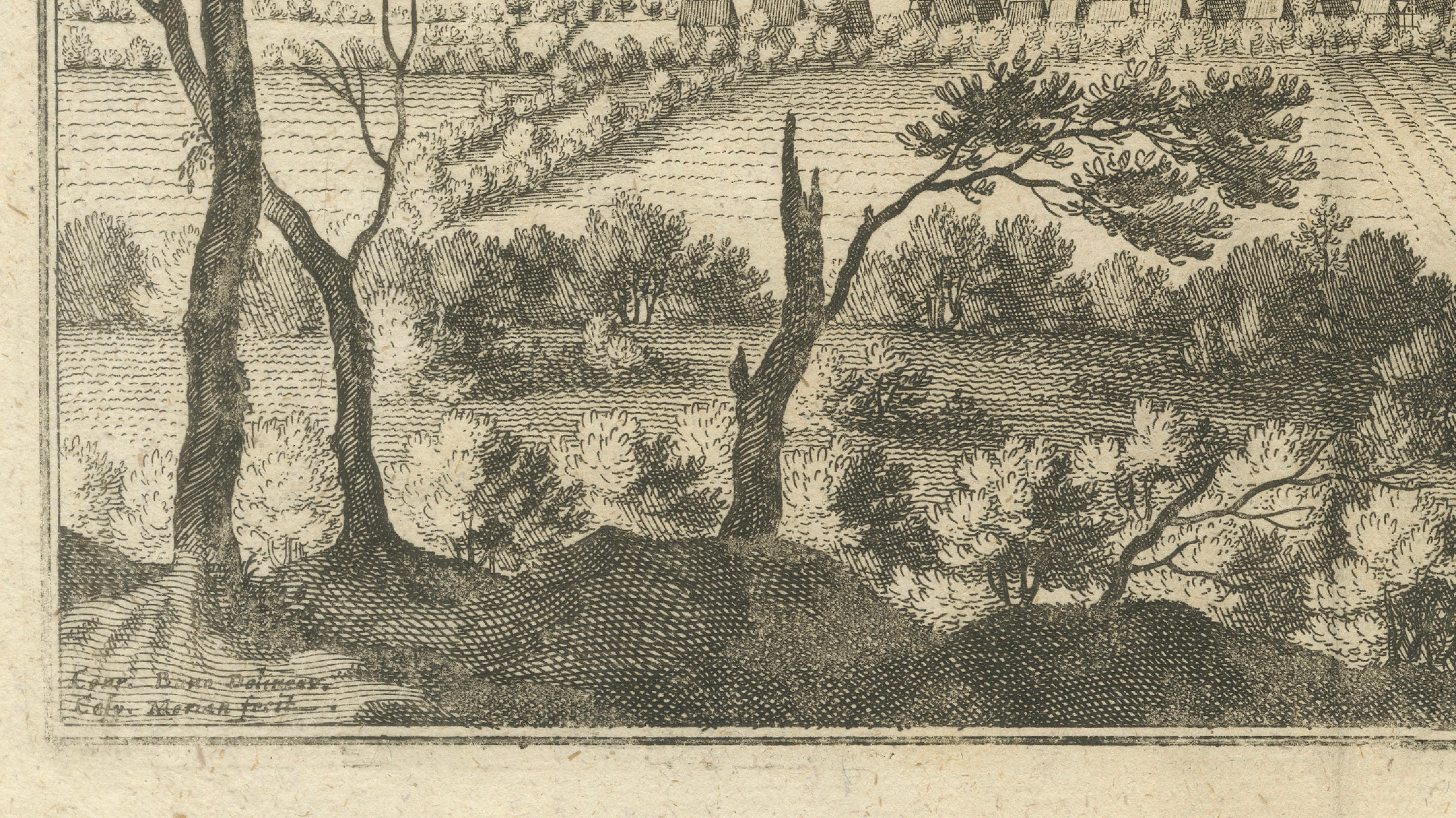 Panoramic View Bad Münder, Merian Townscape Engraving, Germany, c.1654