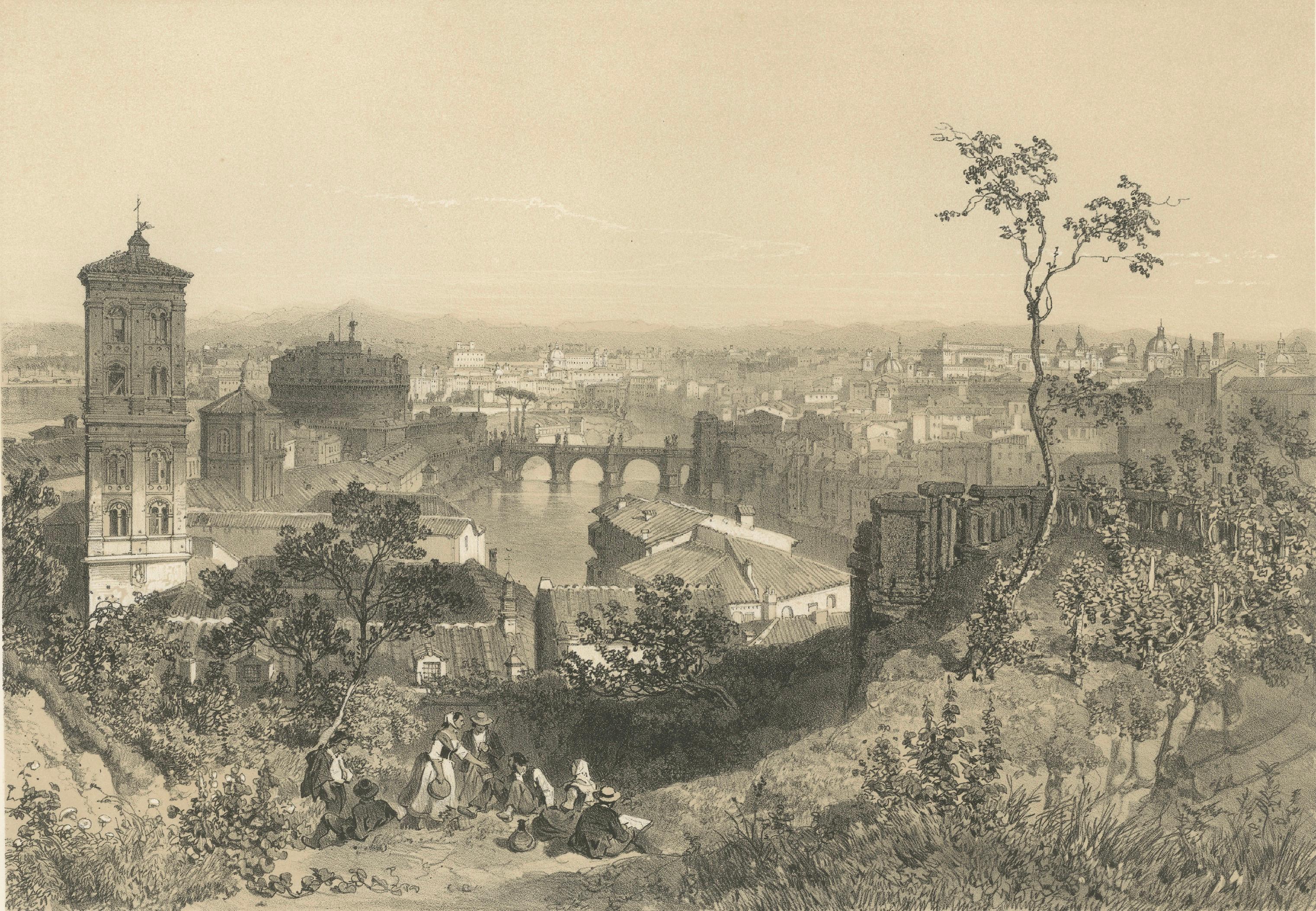 Panoramic View from Janiculum Hill, Rome – Tiber & Vatican, 1867
