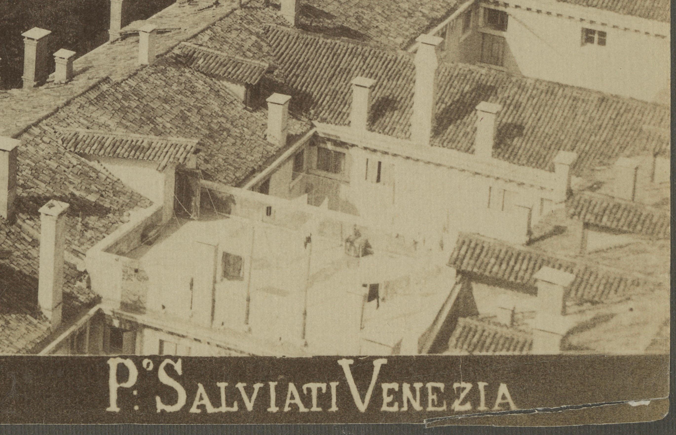 Panoramic View of Venice from St. Mark’s Campanile, Featuring the Basilica di Santa Maria della Salute – By P. Salviati, 19th Century

This photograph depicts a panoramic view of Venice, taken from the Campanile of St. Mark’s Basilica (Pan. dal