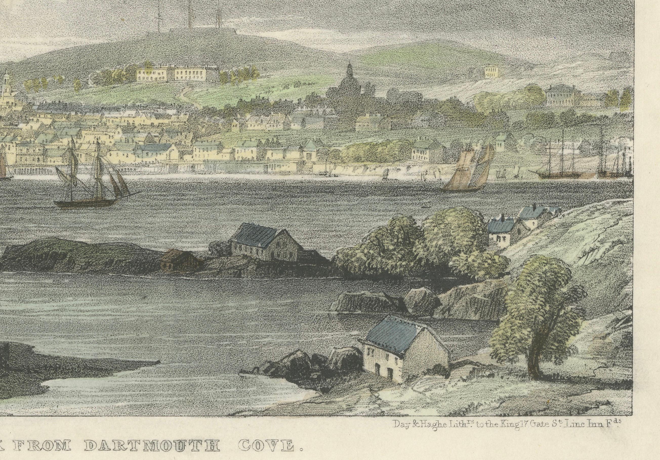 Panoramic View of Halifax from Dartmouth Cove – A Coastal Gem of 1828 In Good Condition For Sale In Langweer, NL