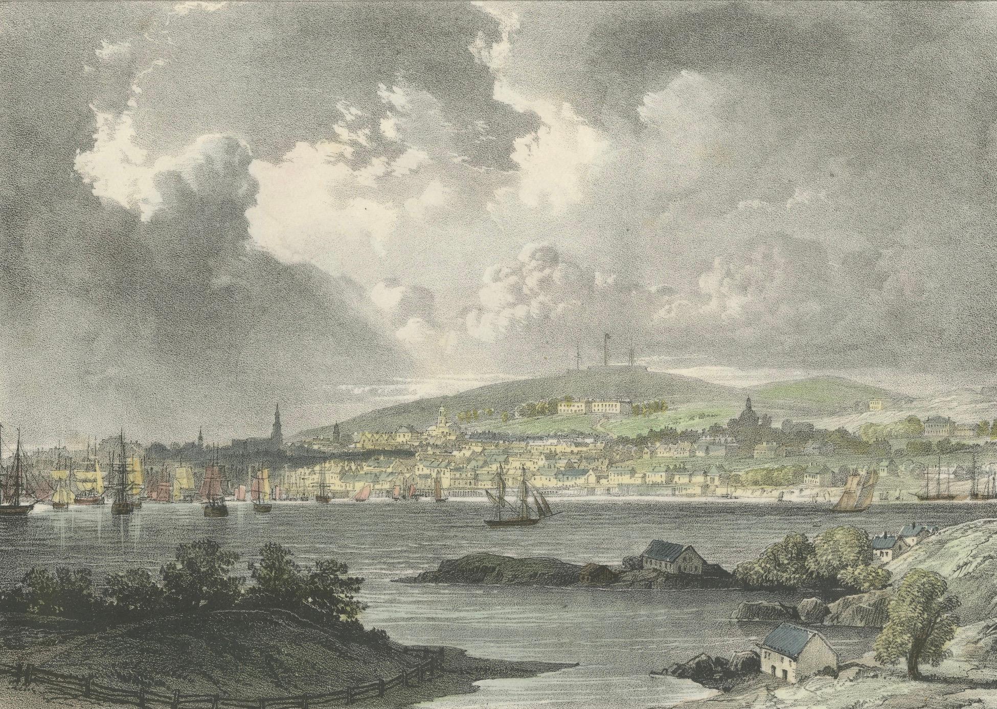 Early 19th Century Panoramic View of Halifax from Dartmouth Cove – A Coastal Gem of 1828 For Sale