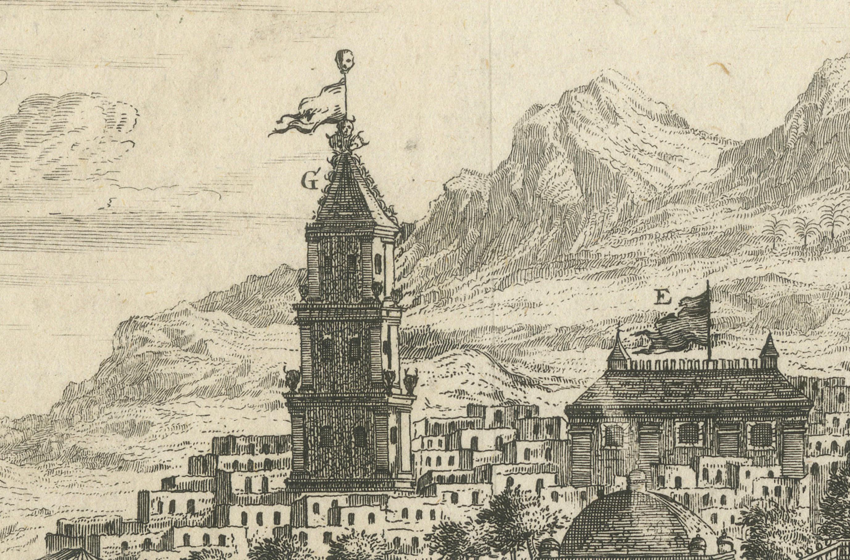 Panoramikansicht von Isfahan in Persien des 17. Jahrhunderts von J.C. Haffner, ca. 1690, Haffner im Angebot 1