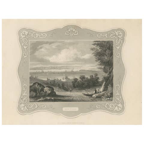 Panoramic View of New York City – Antique Engraving, c. 1850