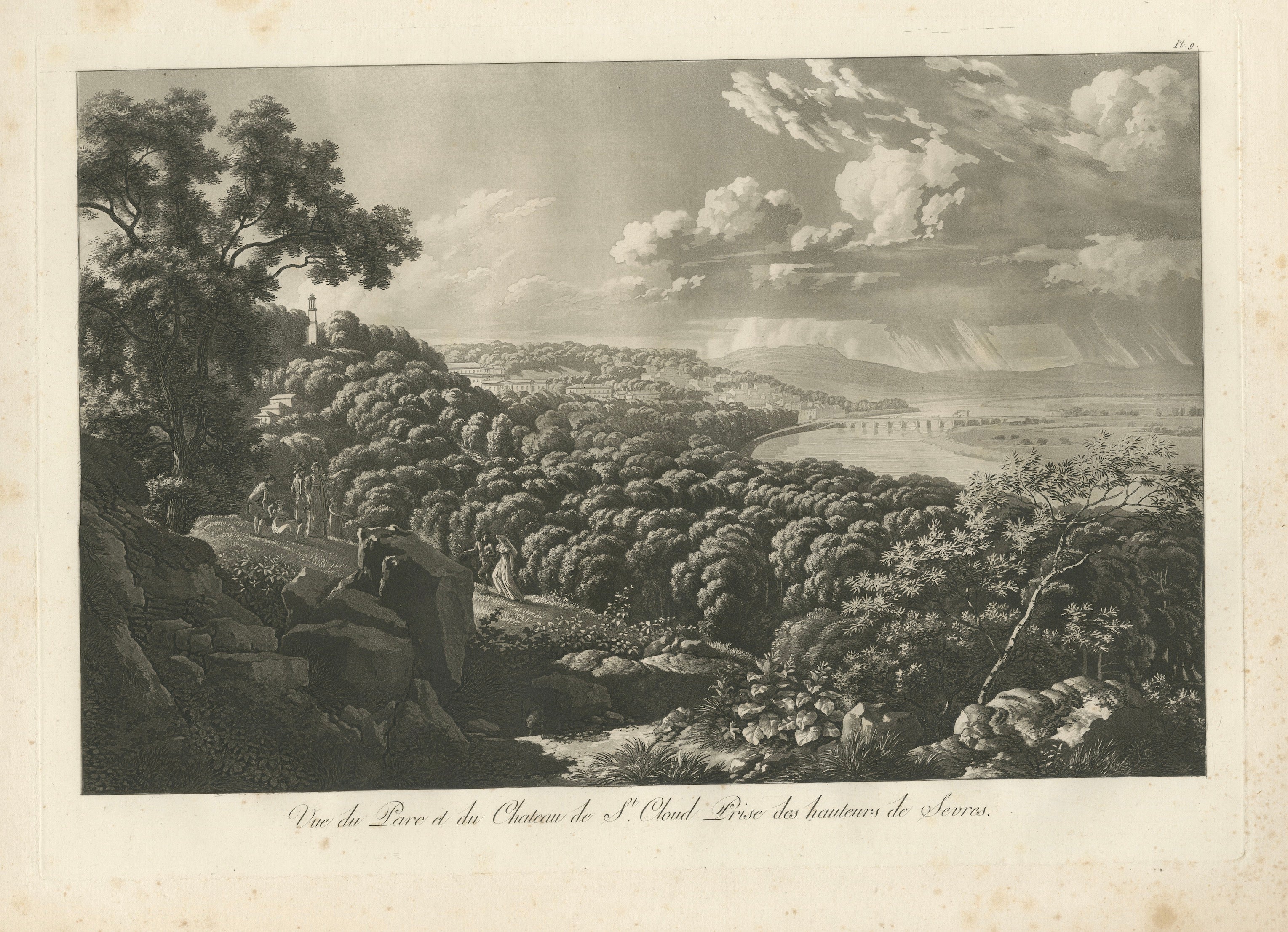 Panoramic View of Saint-Cloud from Sèvres by Louis-Pierre Baltard, Paris, 1803 For Sale
