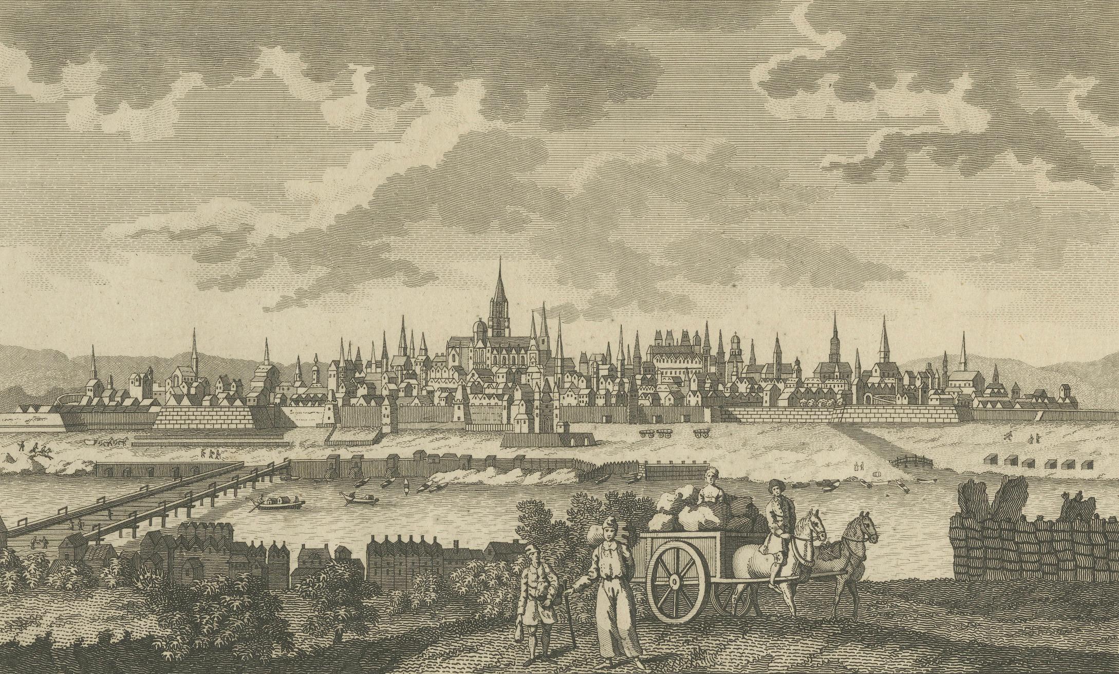 British Panoramic View of Vienna on the Danube – Antique City Engraving, c.1777 For Sale
