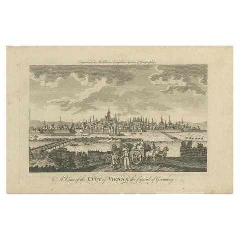 Panoramic View of Vienna on the Danube – Antique City Engraving, c.1777