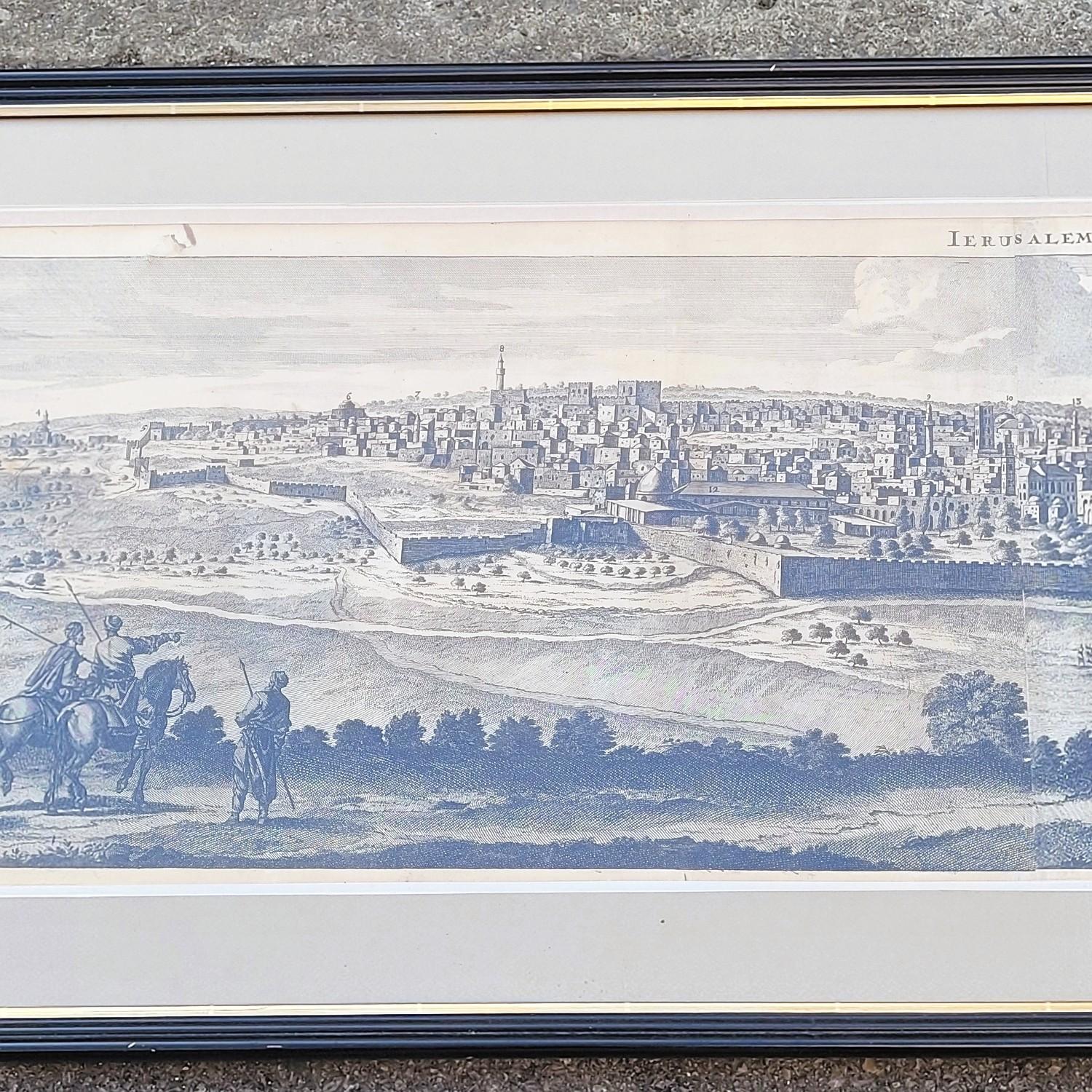 Panoramaansichten von Jerusalem in Scio, gerahmte Kupferstiche, 19. (Sonstiges) im Angebot