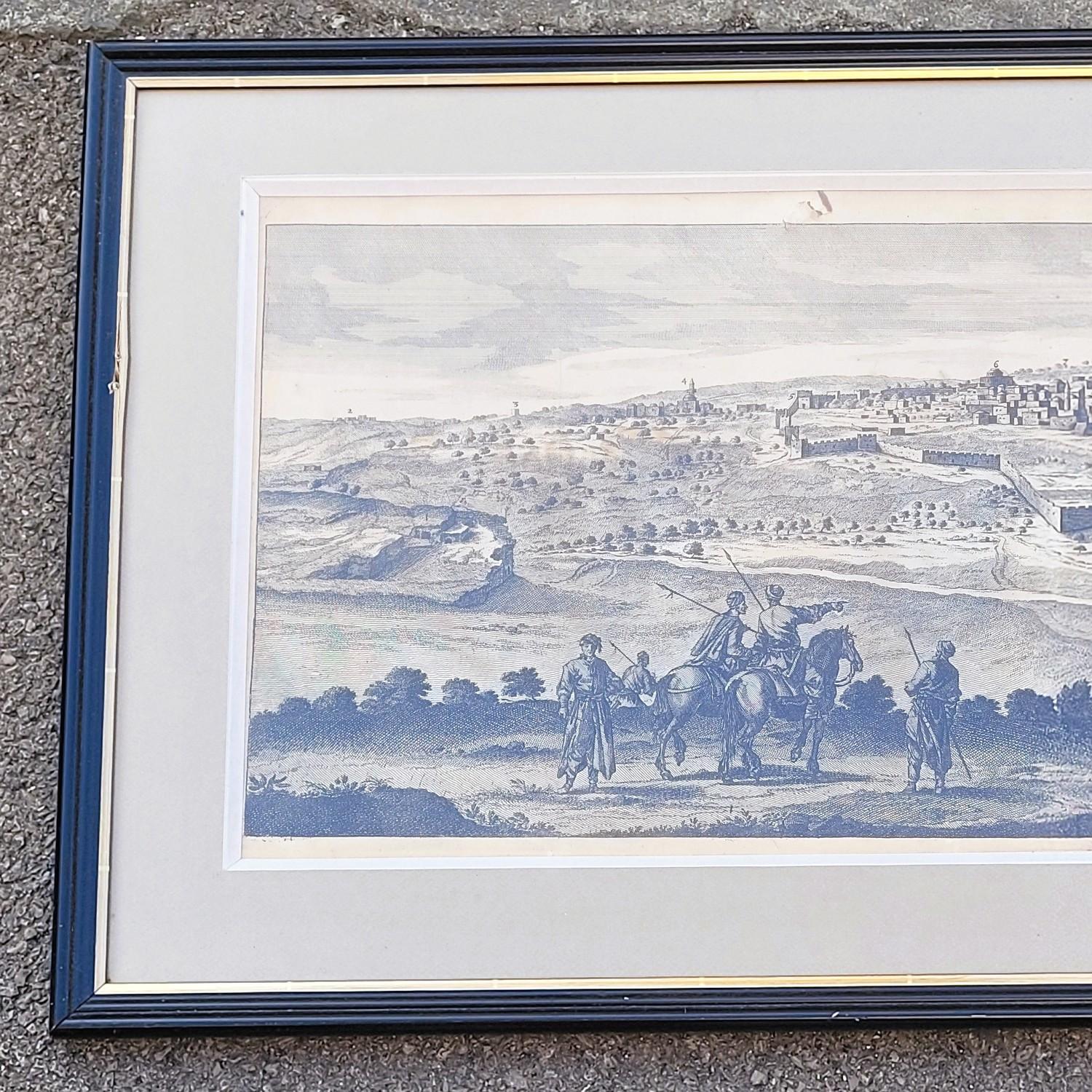 Panoramaansichten von Jerusalem in Scio, gerahmte Kupferstiche, 19. (Französisch) im Angebot