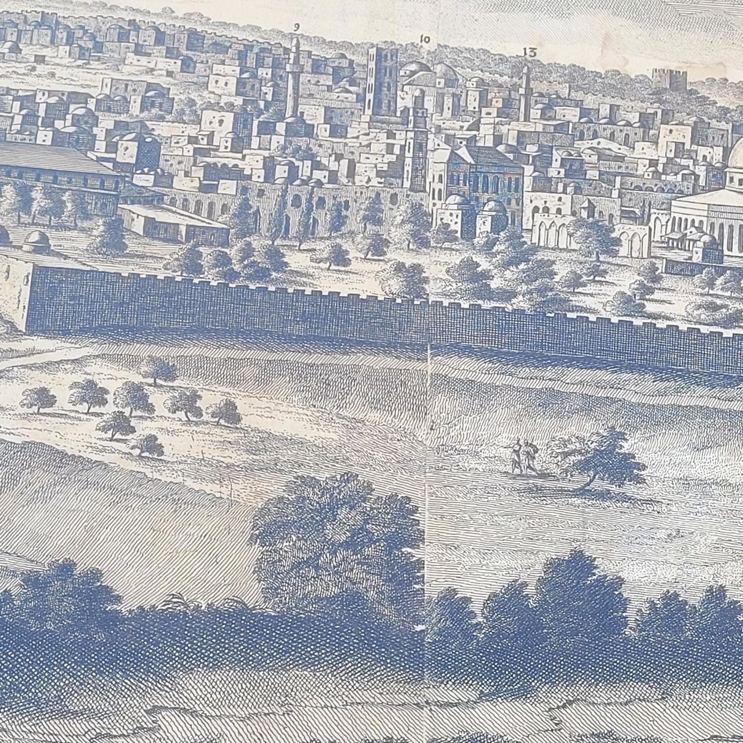 Panoramaansichten von Jerusalem in Scio, gerahmte Kupferstiche, 19. (19. Jahrhundert) im Angebot