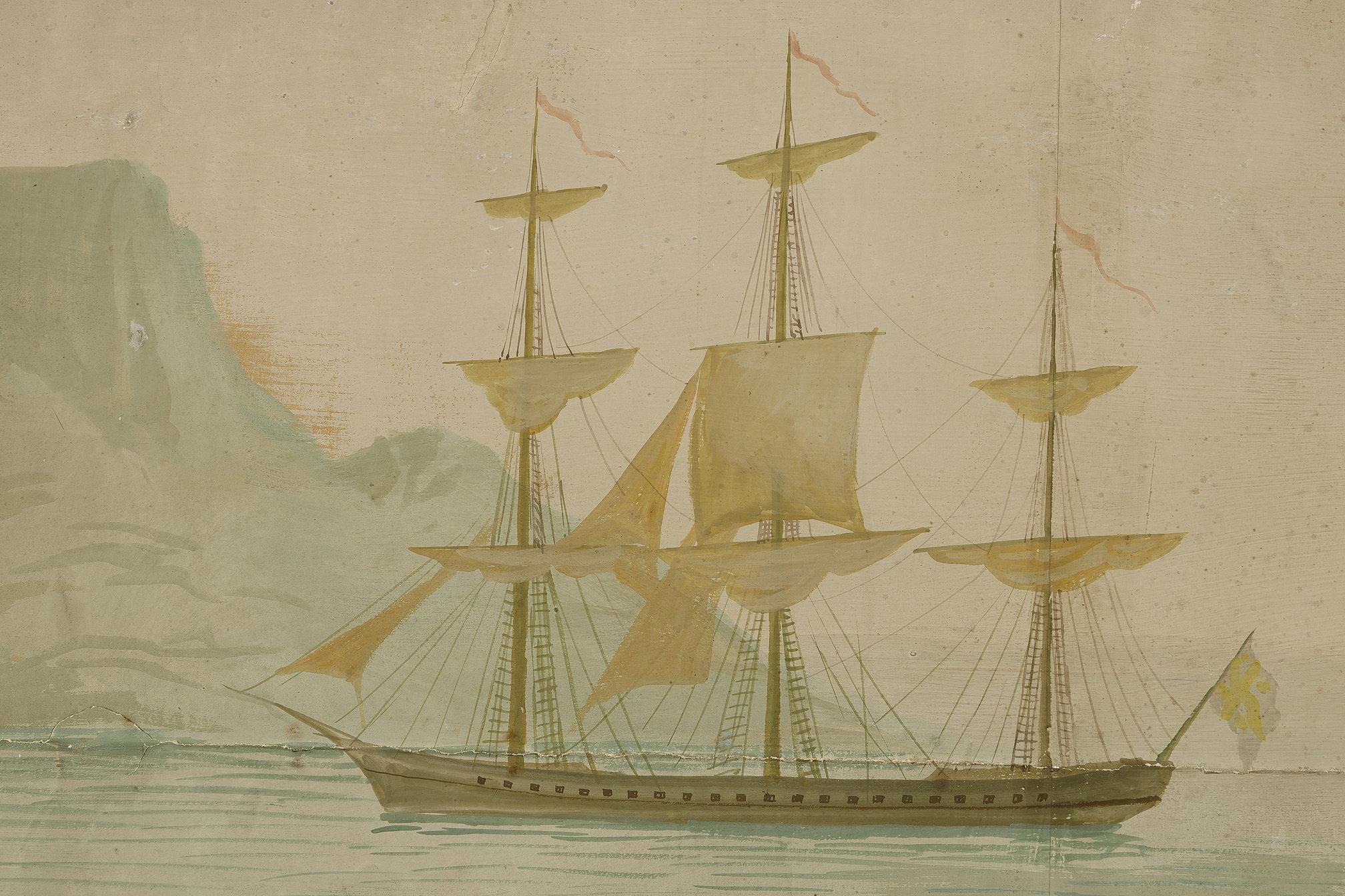 Panneau de papier peint panoramique, scène exotique dans le style Zuber en vente 6