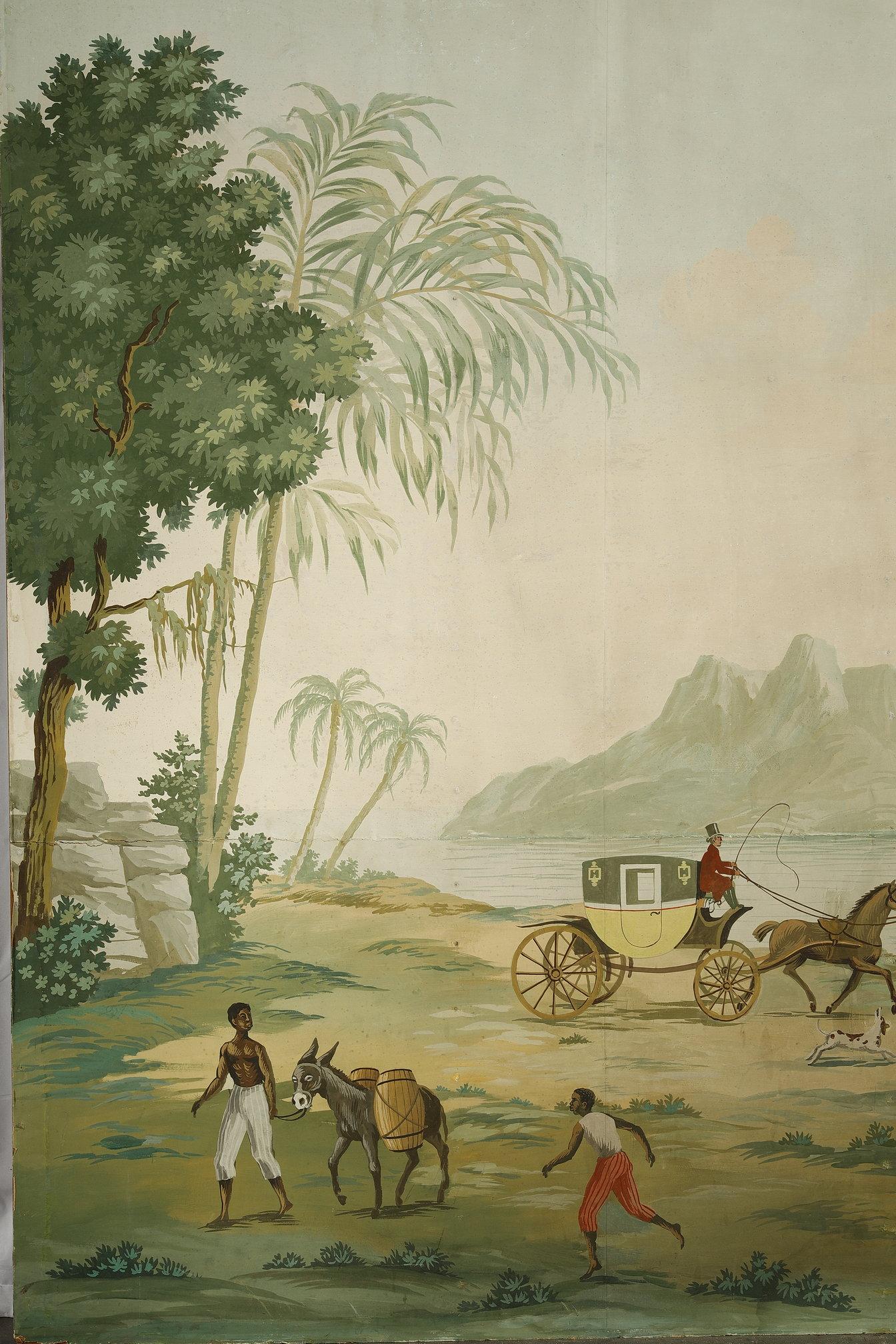Panneau de papier peint panoramique, scène exotique dans le style Zuber Bon état - En vente à Paris, FR