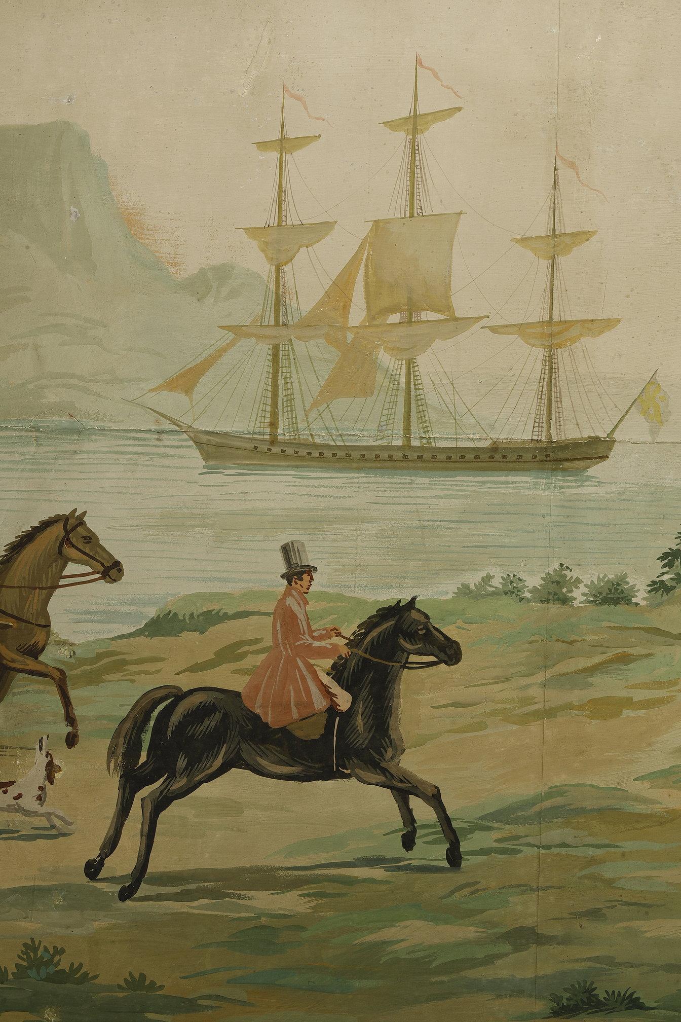 Panneau de papier peint panoramique, scène exotique dans le style Zuber en vente 2