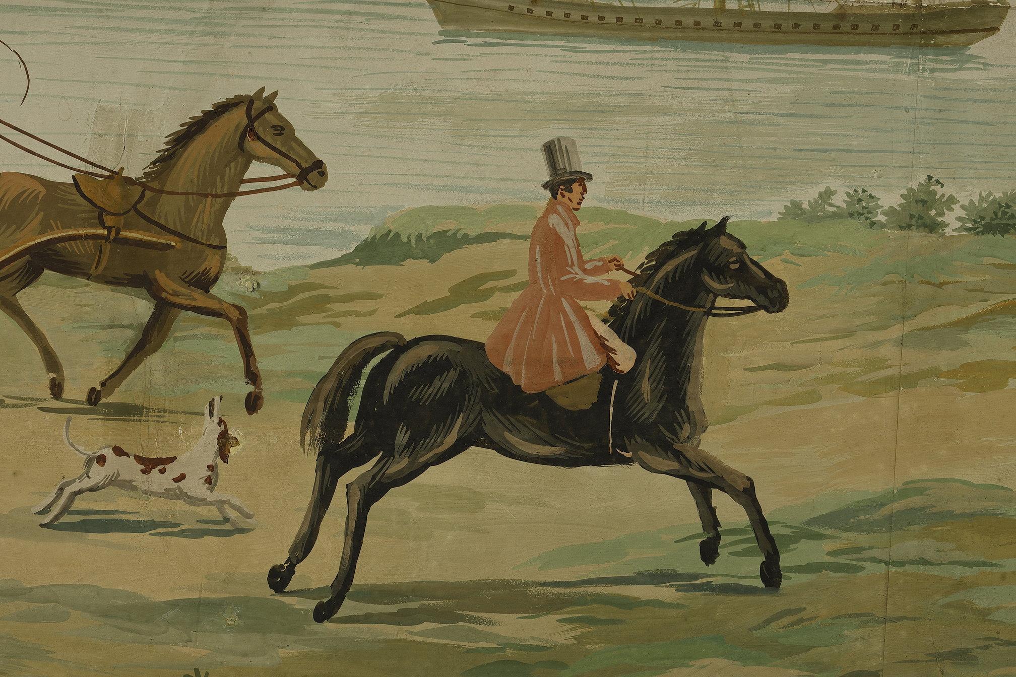 Panneau de papier peint panoramique, scène exotique dans le style Zuber en vente 3