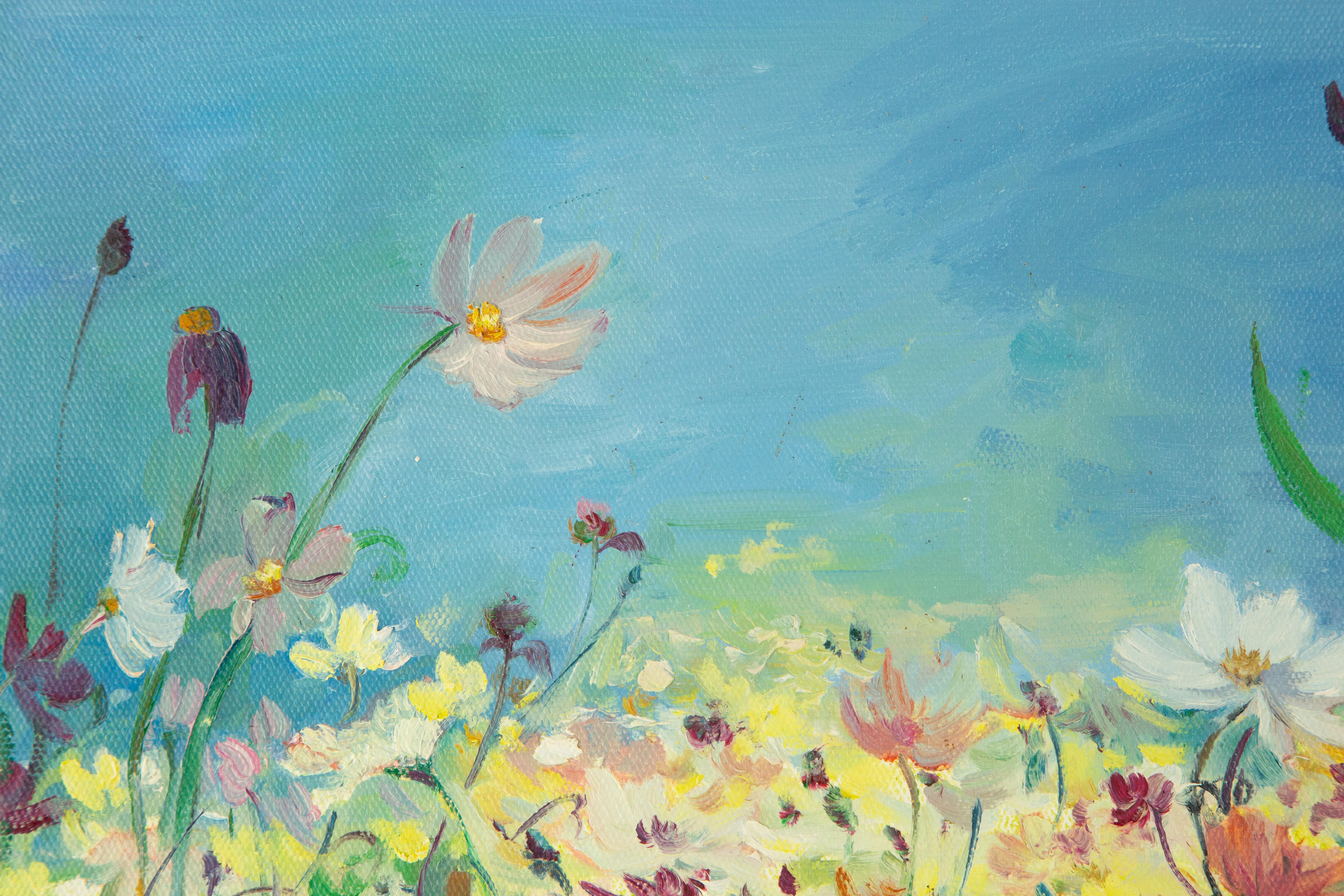 PanPanPan Wei, Blumengemälde, Original, Ölgemälde auf Leinwand, „Sea Of Flowers“ – Painting von Panpan Wei