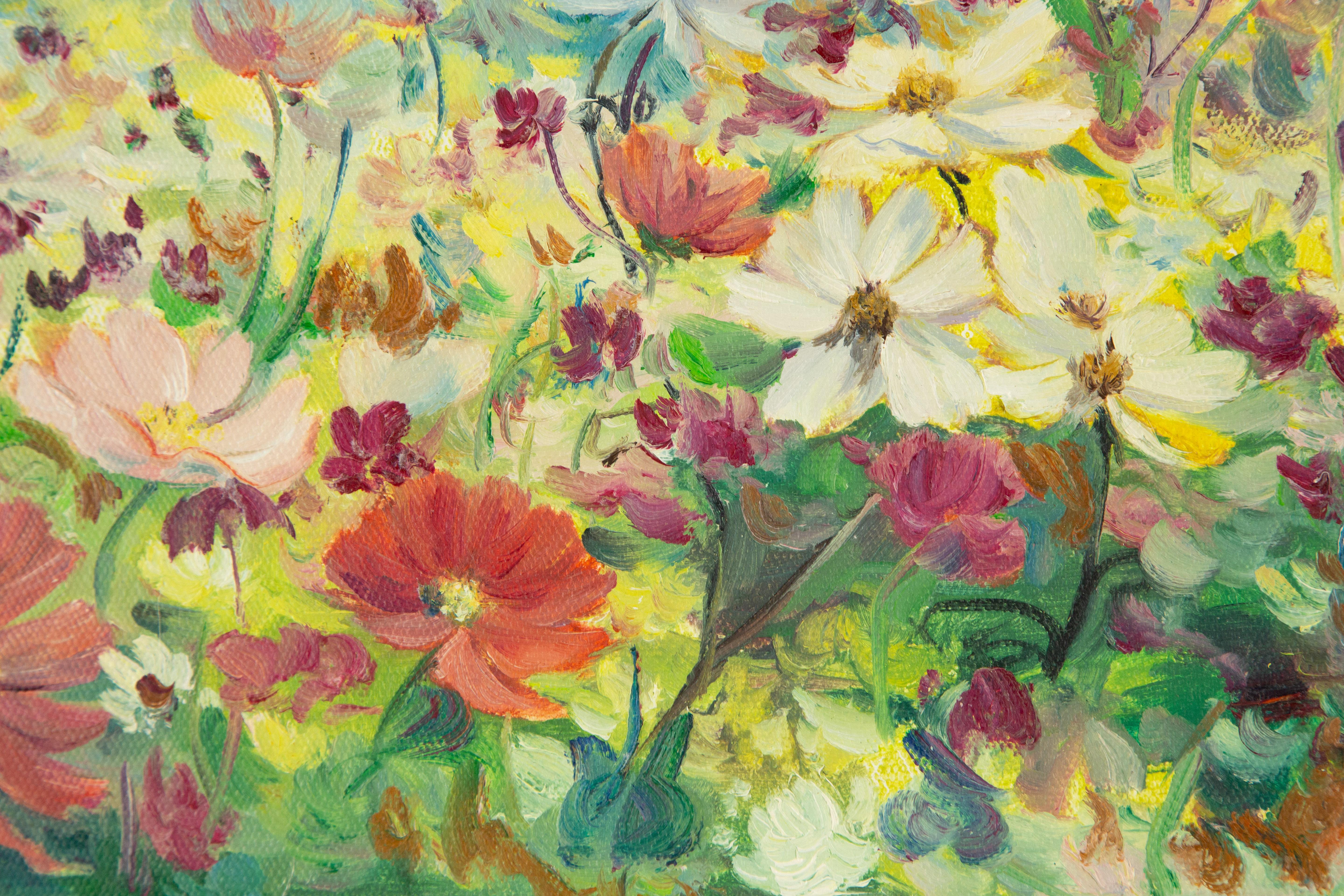 PanPanPan Wei, Blumengemälde, Original, Ölgemälde auf Leinwand, „Sea Of Flowers“ im Angebot 1