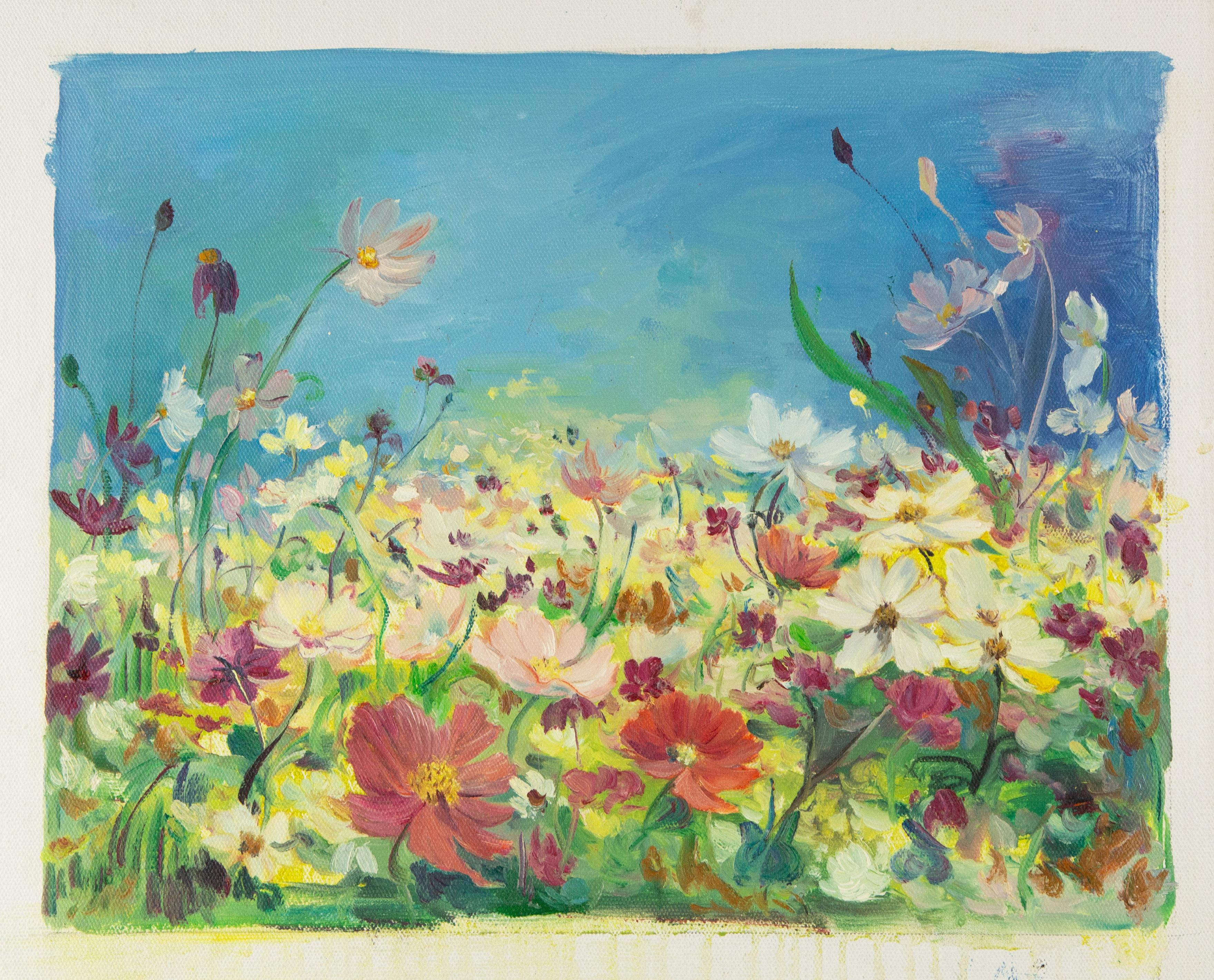 PanPanPan Wei, Blumengemälde, Original, Ölgemälde auf Leinwand, „Sea Of Flowers“ im Angebot 3