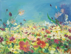 PanPan Wei Floral Óleo Original Sobre Lienzo "Mar De Flores"