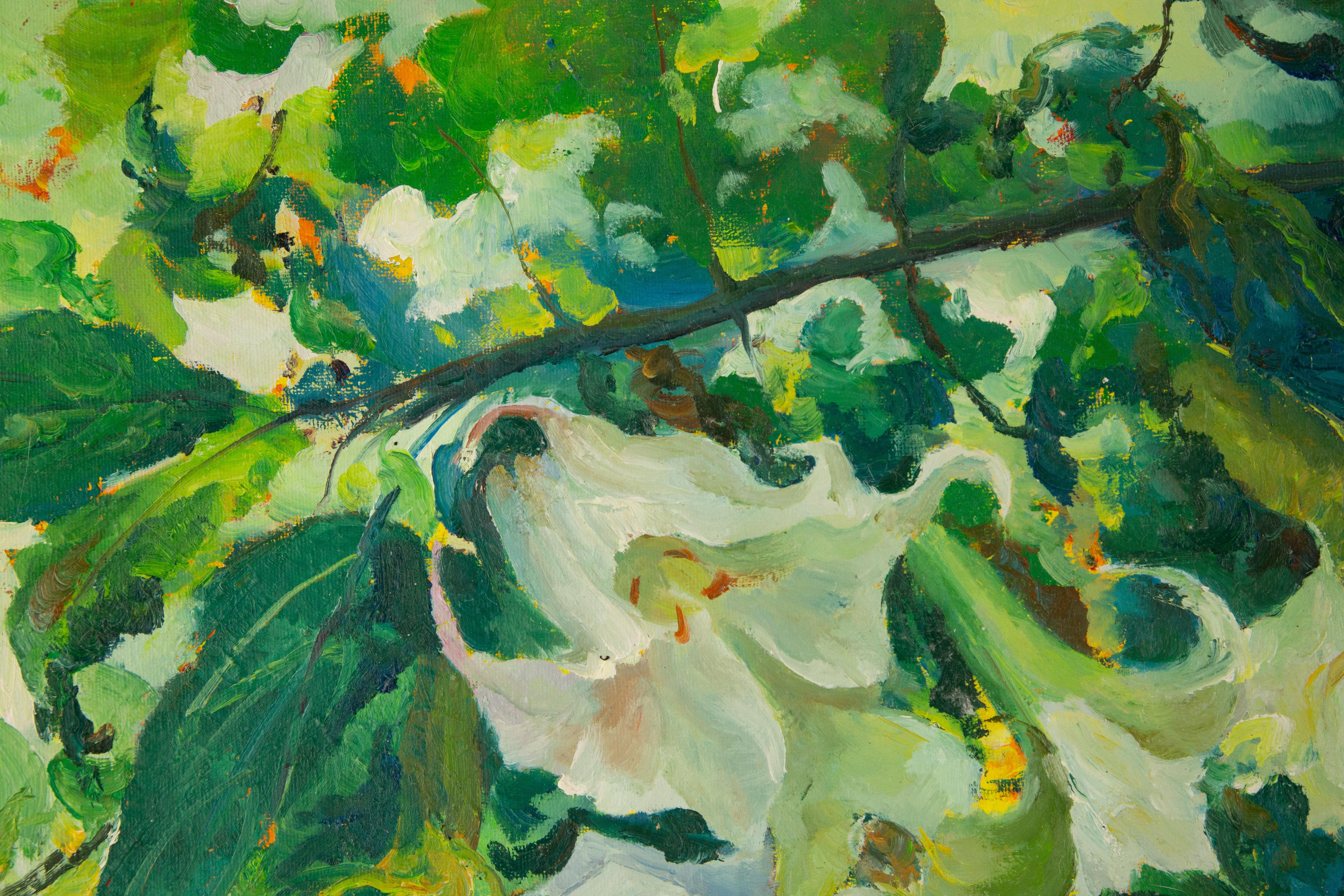 PanPanPan Wei, geblümtes Original-Ölgemälde „Weißer Morgenblick“, Original – Painting von Panpan Wei
