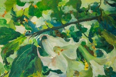 PanPan Wei Floral Pintura al óleo original "Gloria blanca de la mañana"