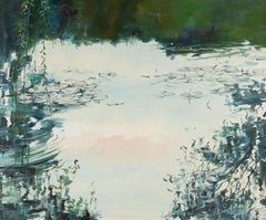Panpan Wei Impresionista Óleo original sobre lienzo "Estanque de lotos II"