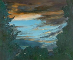 Panpan Wei Paisaje Original Óleo Sobre Lienzo "Resplandor del Atardecer"