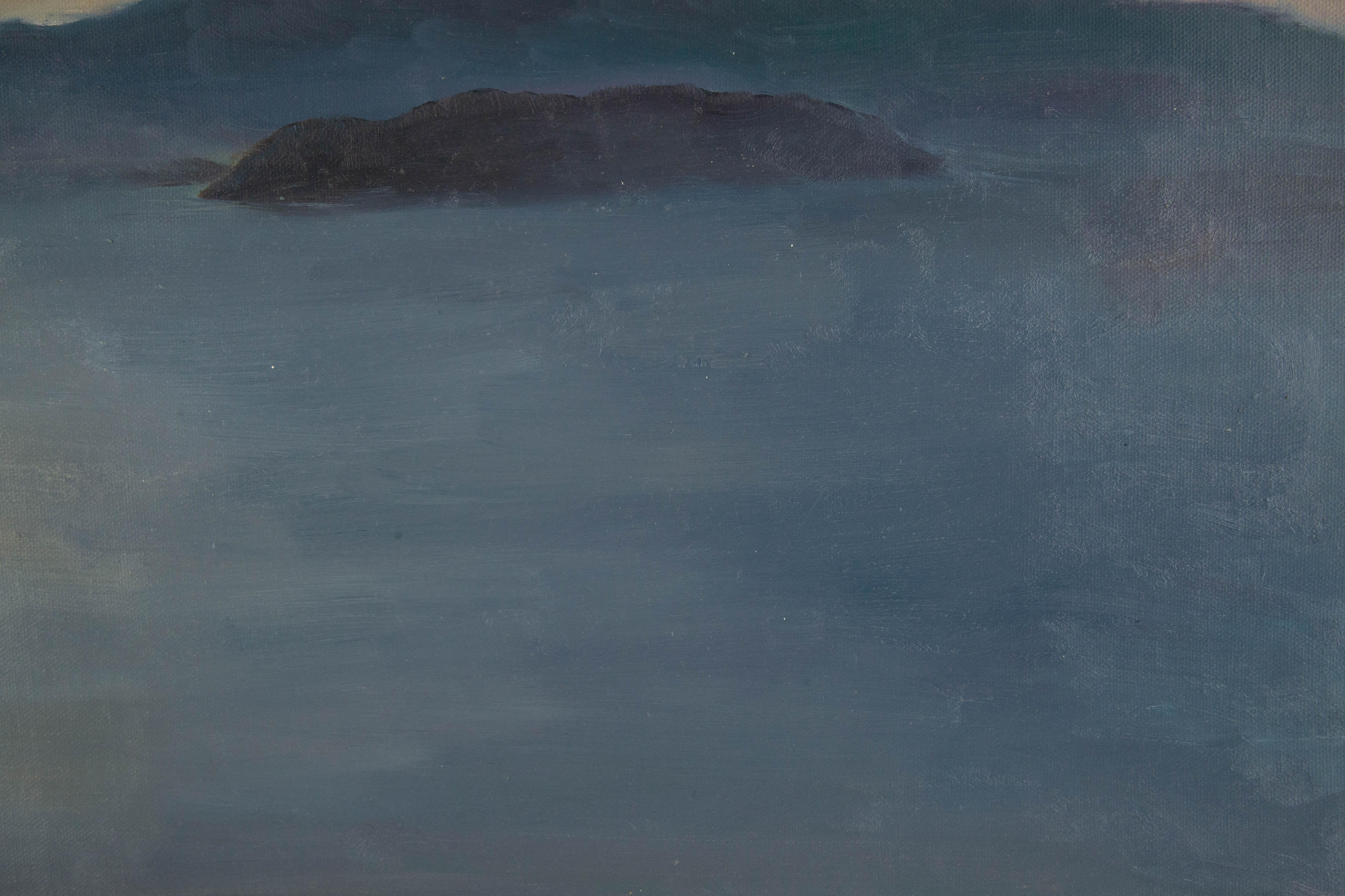 Panpan Wei Landschaft, Original-Ölgemälde „Sonnenuntergang am Meer II“, Panpan Wei im Angebot 4