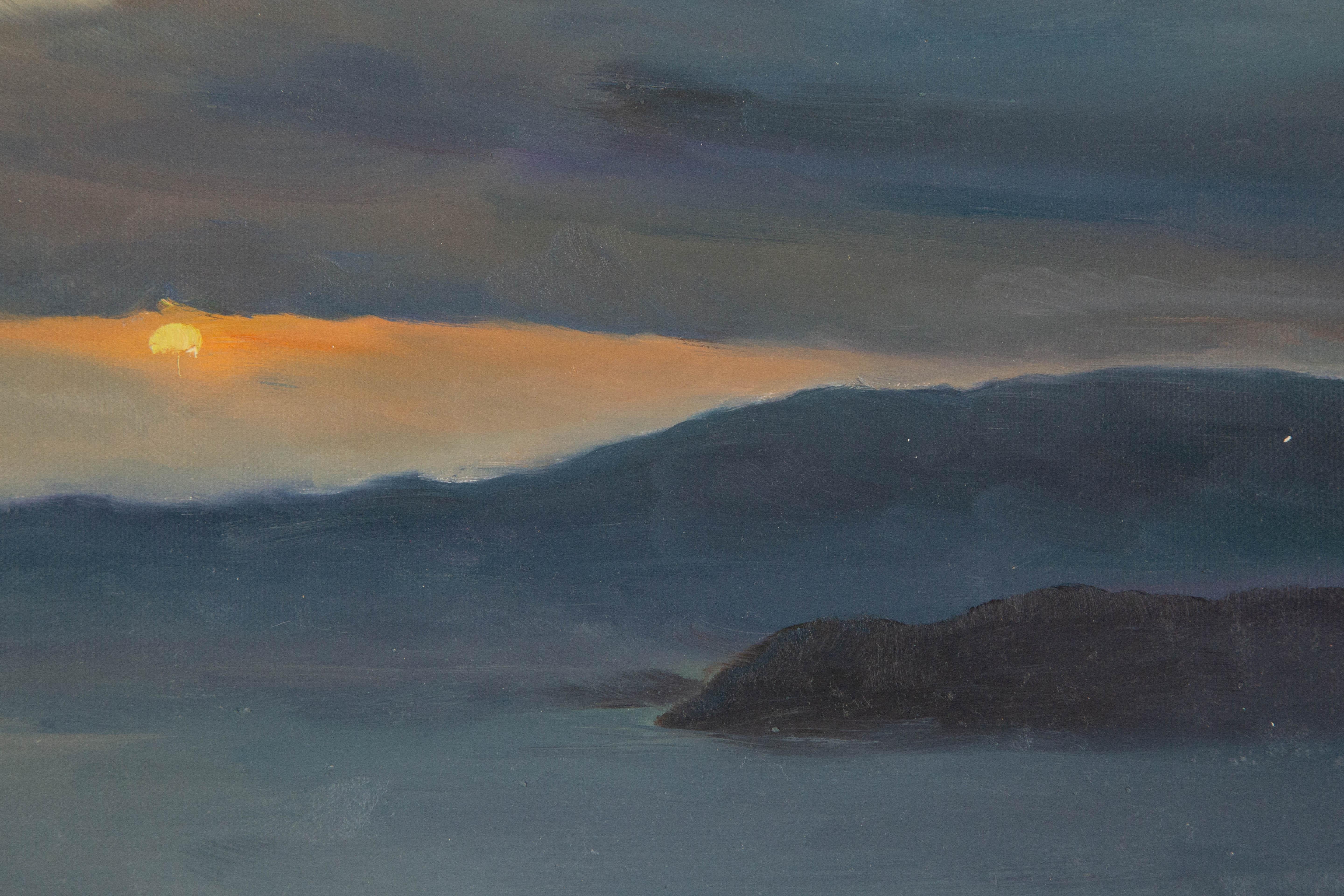 Panpan Wei Landschaft, Original-Ölgemälde „Sonnenuntergang am Meer II“, Panpan Wei im Angebot 5