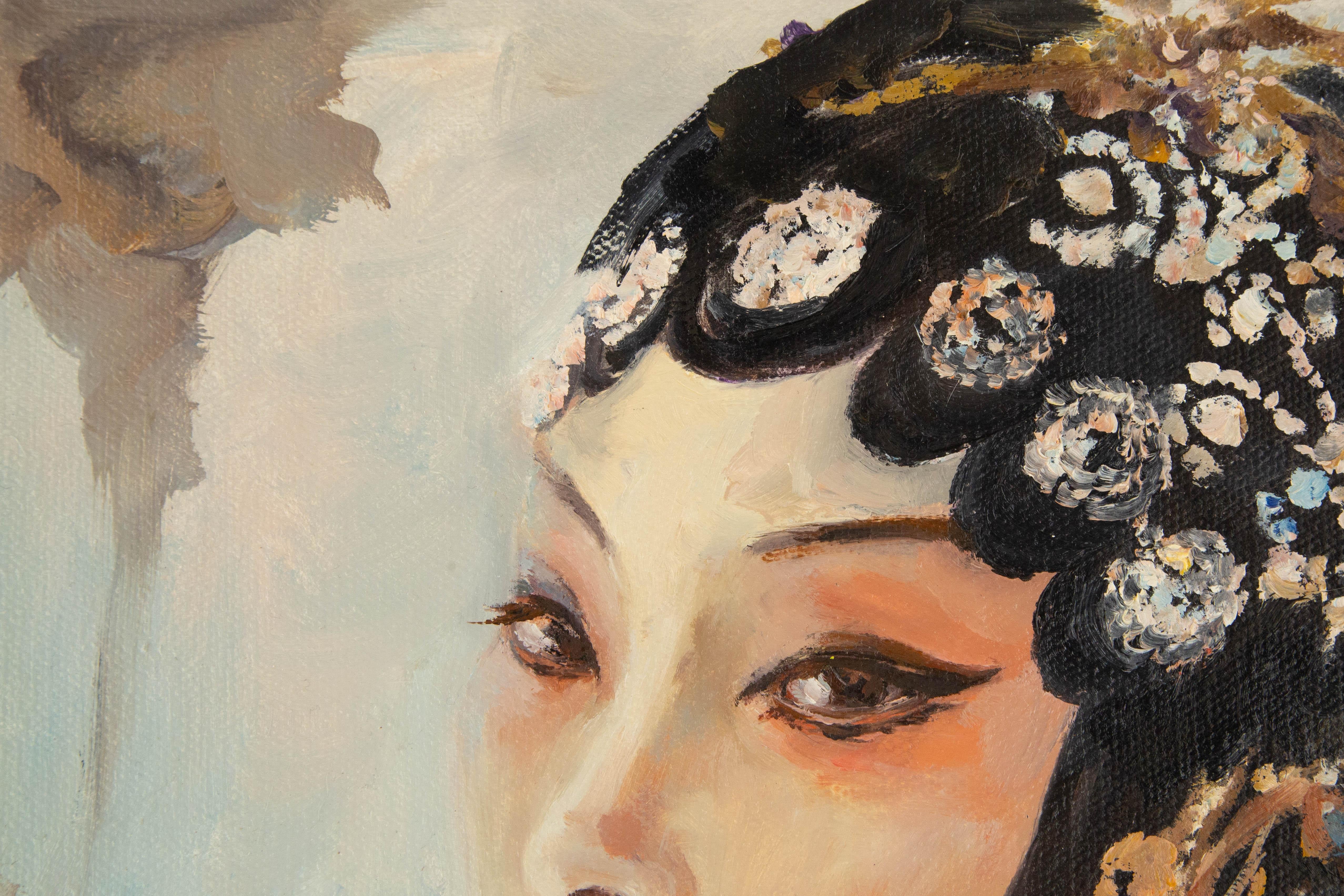 Panpan Wei, Porträt, Original, Öl auf Leinwand, „Peking Opera actress-1“, Panpan Wei im Angebot 1