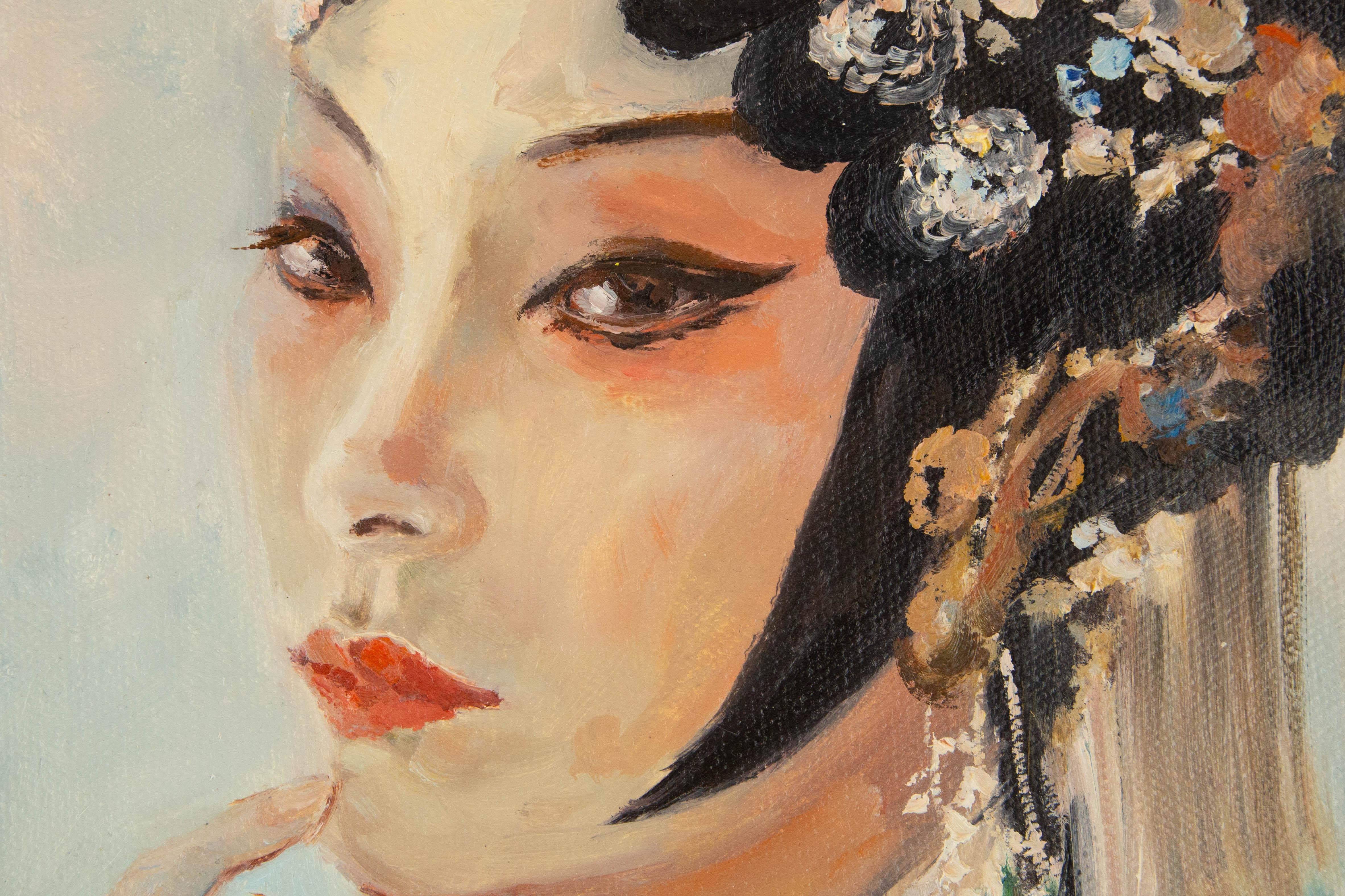 Panpan Wei, Porträt, Original, Öl auf Leinwand, „Peking Opera actress-1“, Panpan Wei im Angebot 2