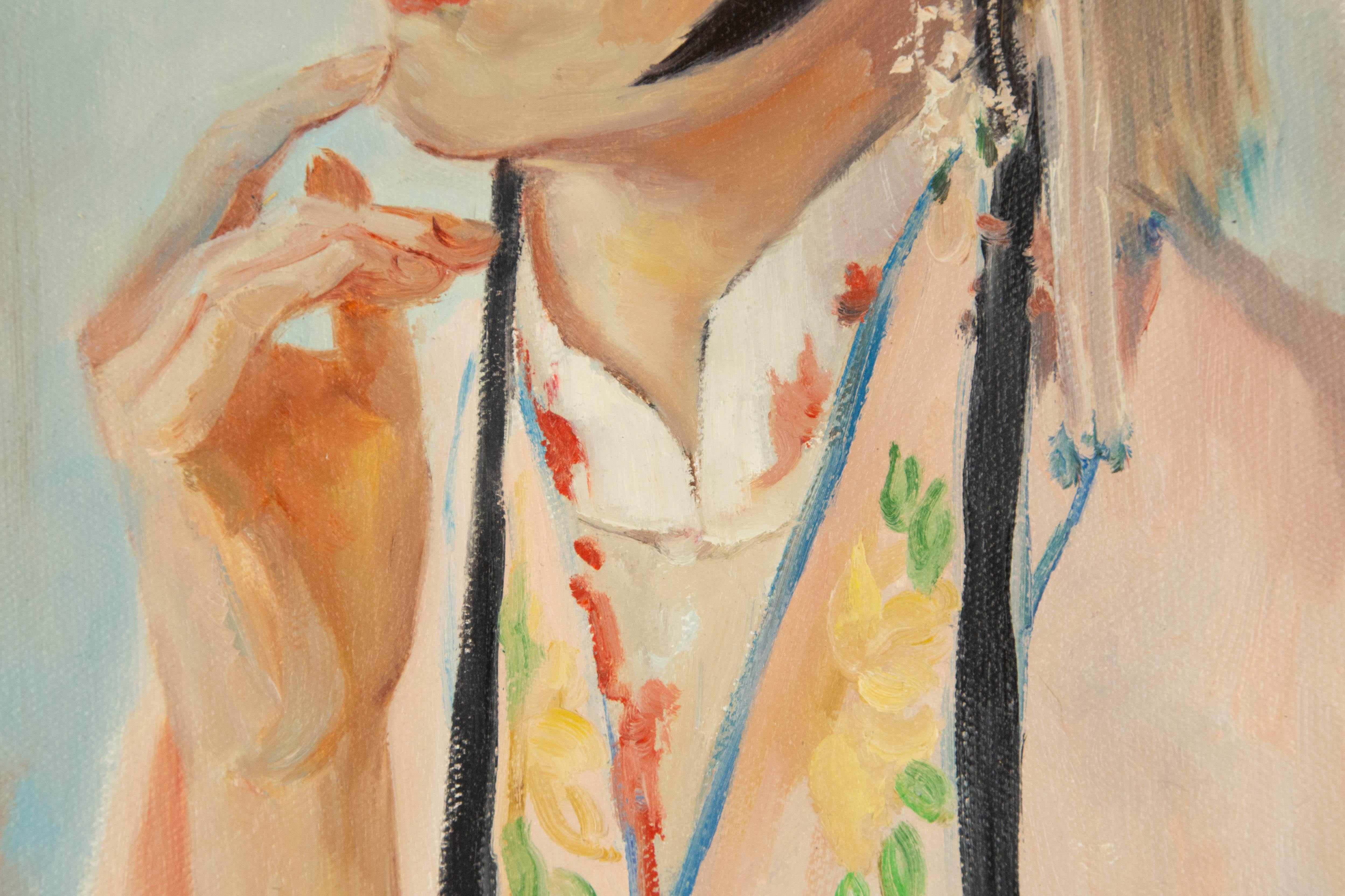 Panpan Wei, Porträt, Original, Öl auf Leinwand, „Peking Opera actress-1“, Panpan Wei im Angebot 3