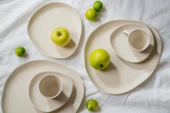 Panshu Taza y Plato Gres Hecho a Mano Esmalte Mate Forma Orgánica, En Stock