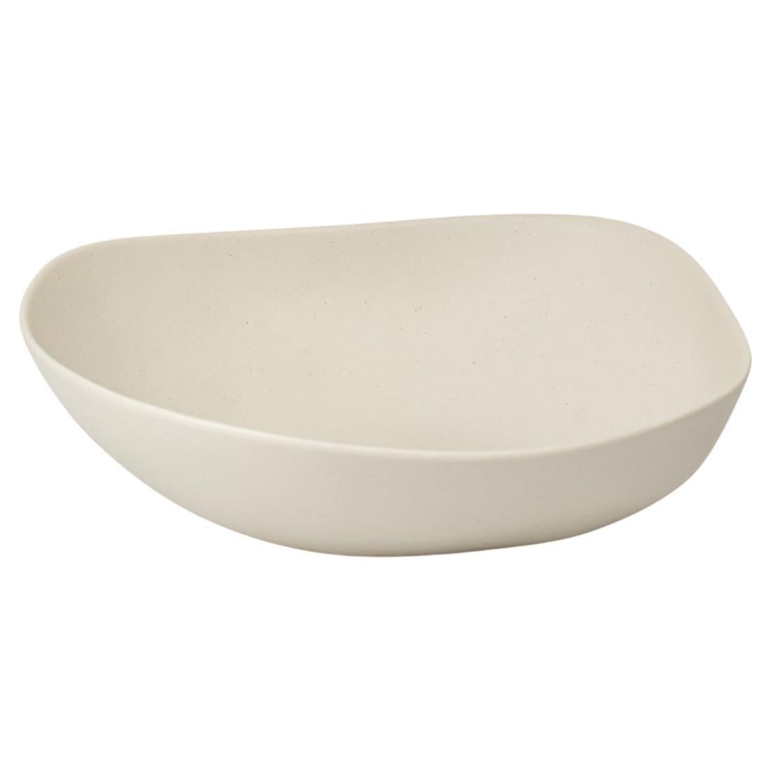 Panshu Large Bowl Handmade White Stoneware Matt Glaze Organic Form, In Stock