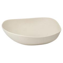 Panshu Large Bowl Handmade White Stoneware Matt Glaze Organic Form, In Stock