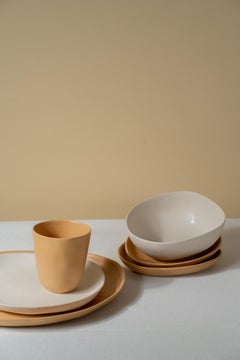 Panshu Medium Bowl Handmade White Stoneware Matt Glaze Organic Form, In Stock