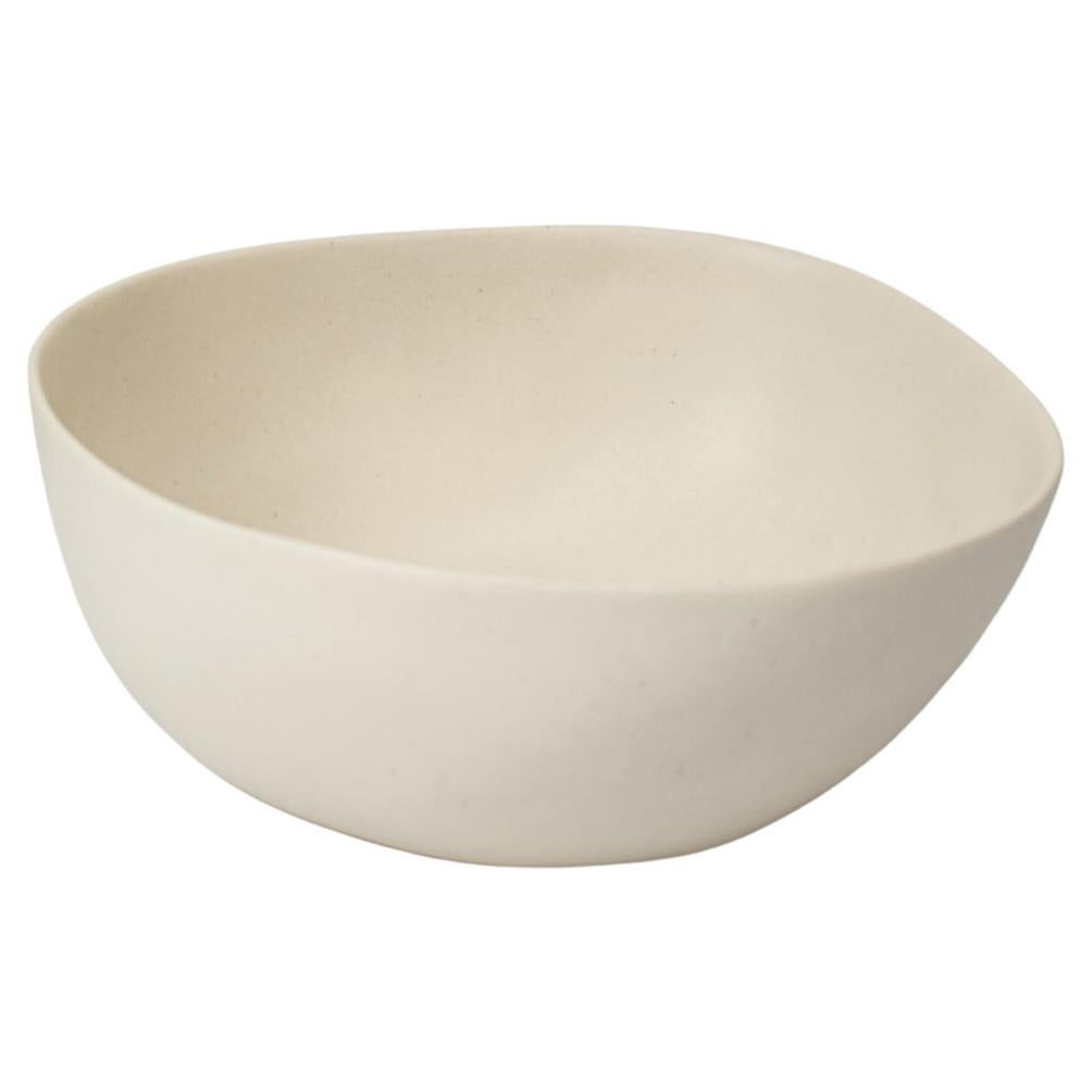 Panshu Medium Bowl Handmade White Stoneware Matt Glaze Organic Form, In Stock