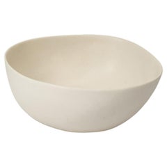 Panshu Medium Bowl Handmade White Stoneware Matt Glaze Organic Form, In Stock