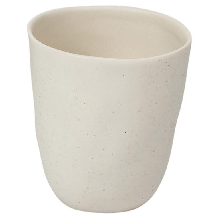 Panshu Mug Handmade White Stoneware Matt Glaze Organic Form, In Stock