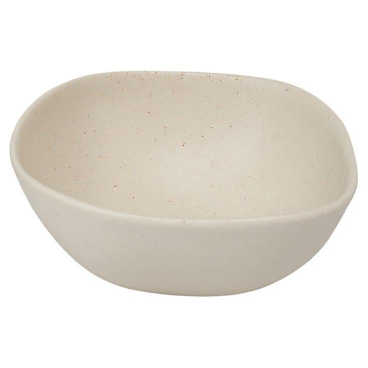 Panshu Pinch Bowl Handmade White Stoneware Matt Glaze Organic Form, In Stock