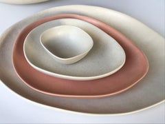 Panshu Pinch Bowl Handmade White Stoneware Matt Glaze Organic Form, In Stock