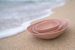 Panshu Bol de Servir Gres Blanco Hecho a Mano Esmalte Mate Forma Orgánica, En Stock